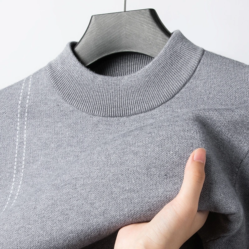 毛衣男秋冬季潮流修身打底衫圆领套头保暖内搭潮牌高端休闲针织衫