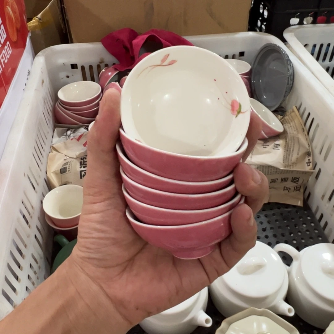 六个手绘釉下彩椭圆杯