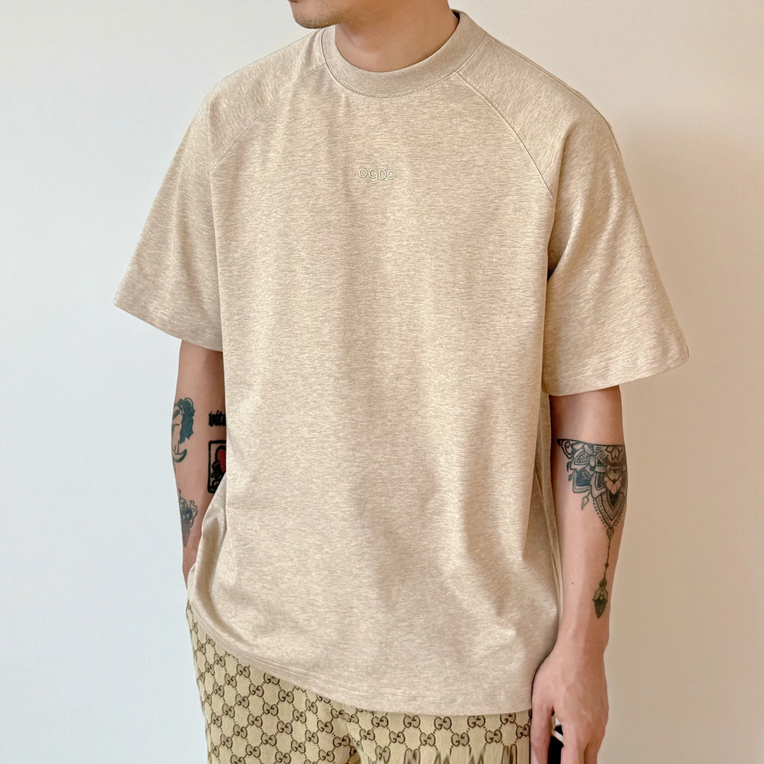 OGDC 260克冰感弹力抗菌吸湿排汗透气运动风短袖T恤男简约百搭t恤