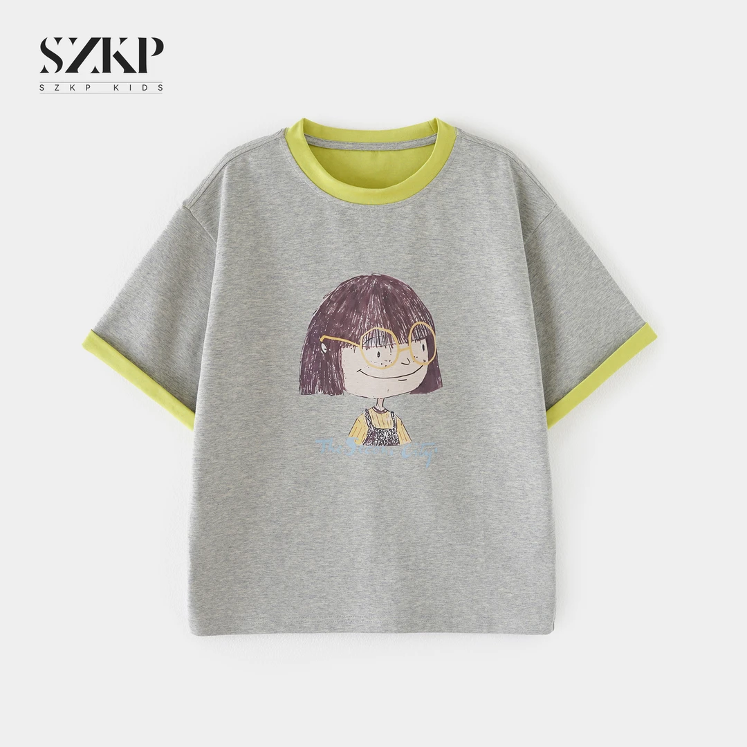 SZKP薄款透气吸汗t恤女童夏季新款儿童潮款圆领短袖BGYX551201