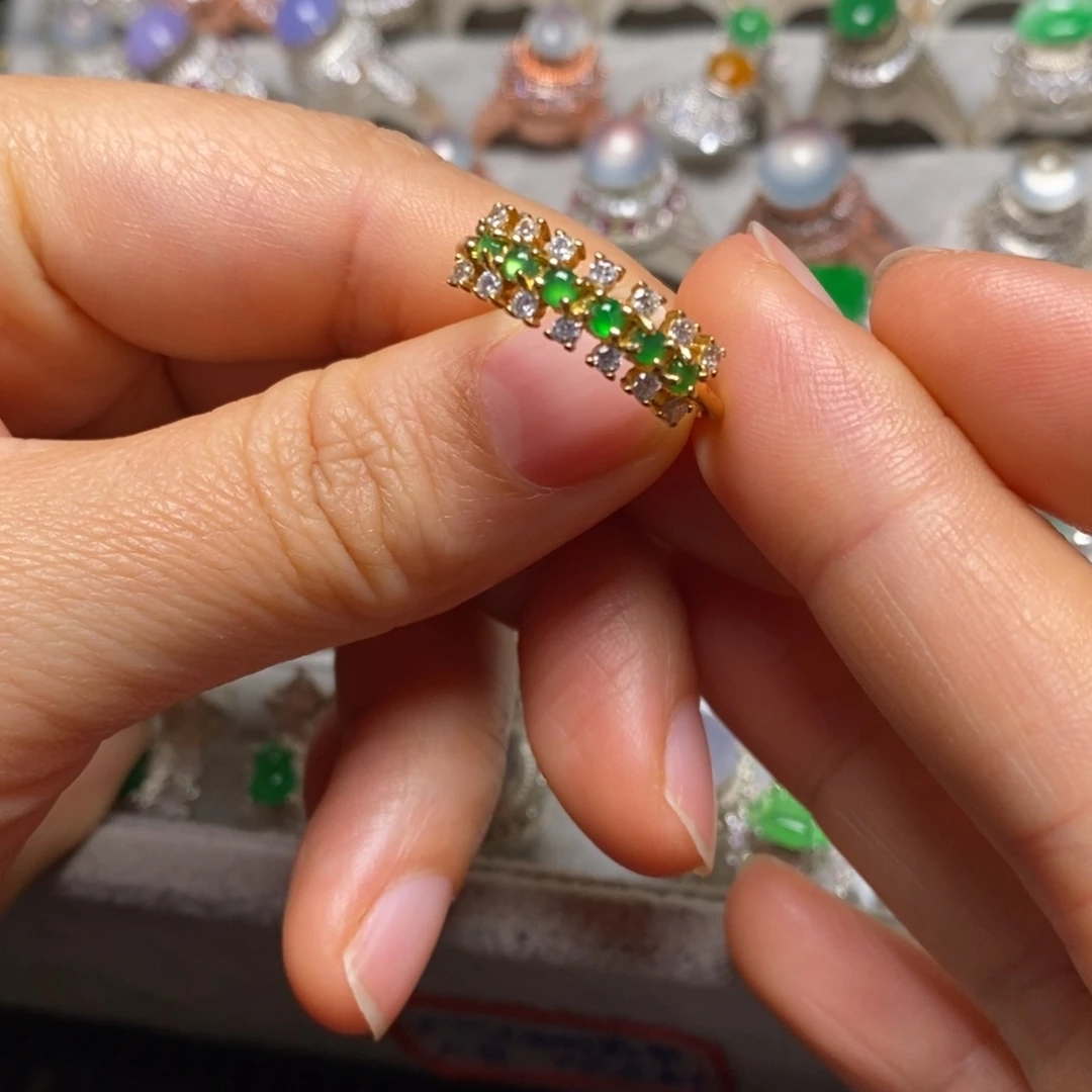 翡翠戒指银S925镶嵌戒指