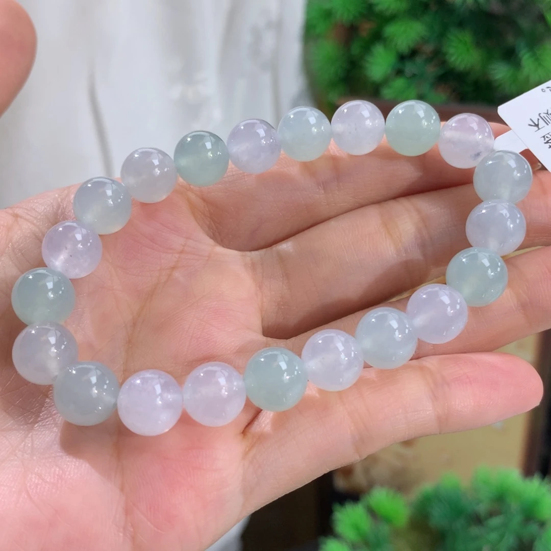 翡翠未镶嵌手串卡9冰胶双彩手串