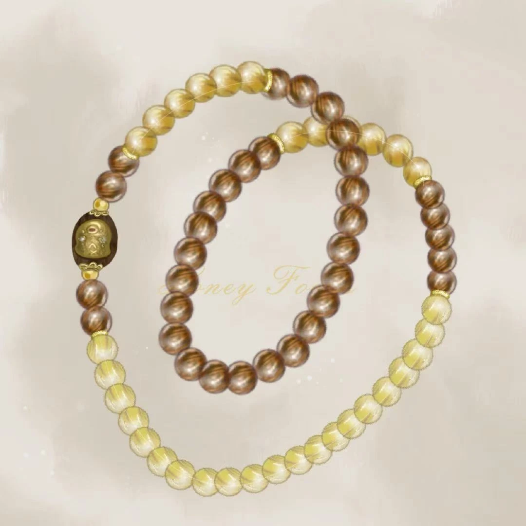 925银木质手链 鎏金叠梦手链 轻奢双层百搭小众手链 #9211