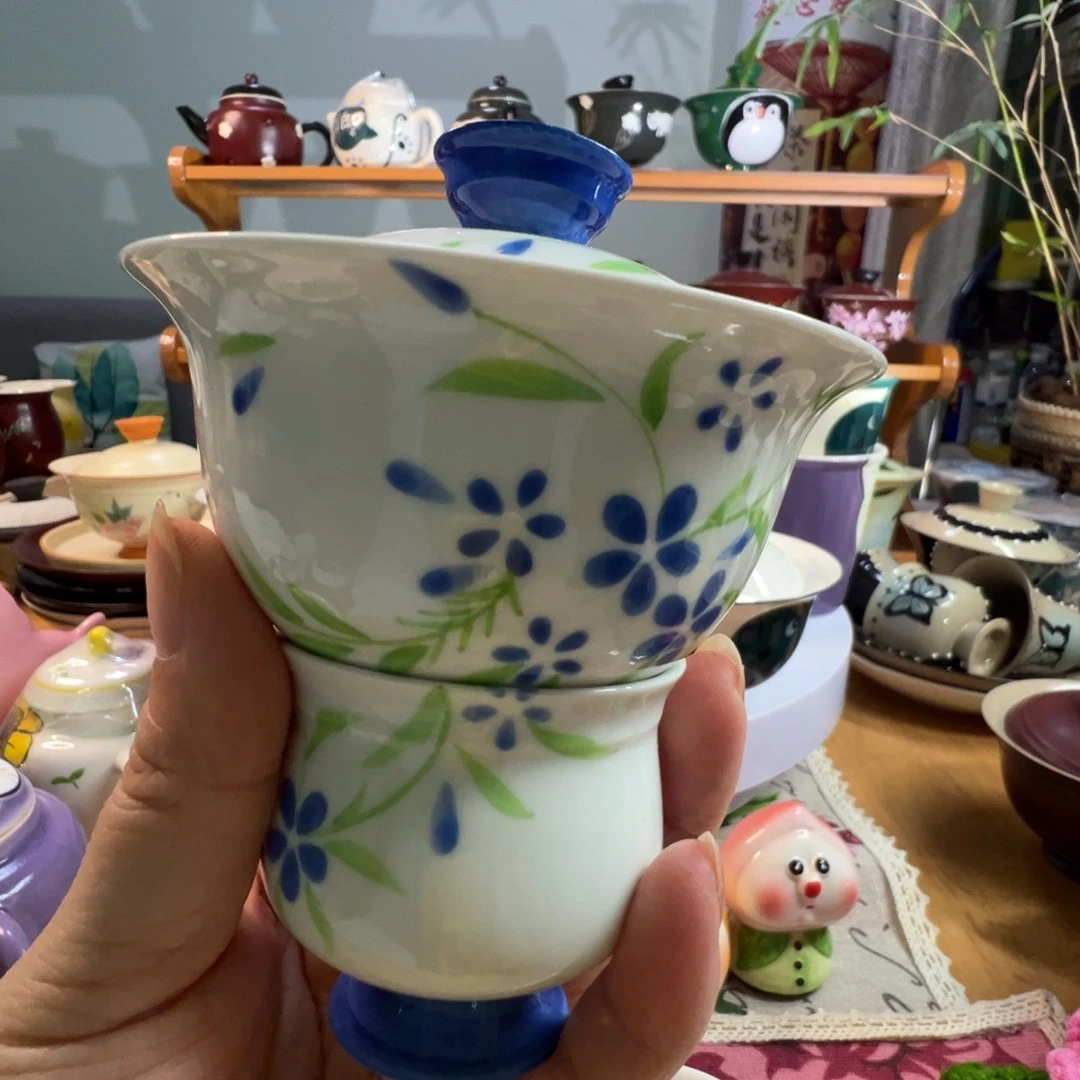 小兰花盖碗套组一碗一杯