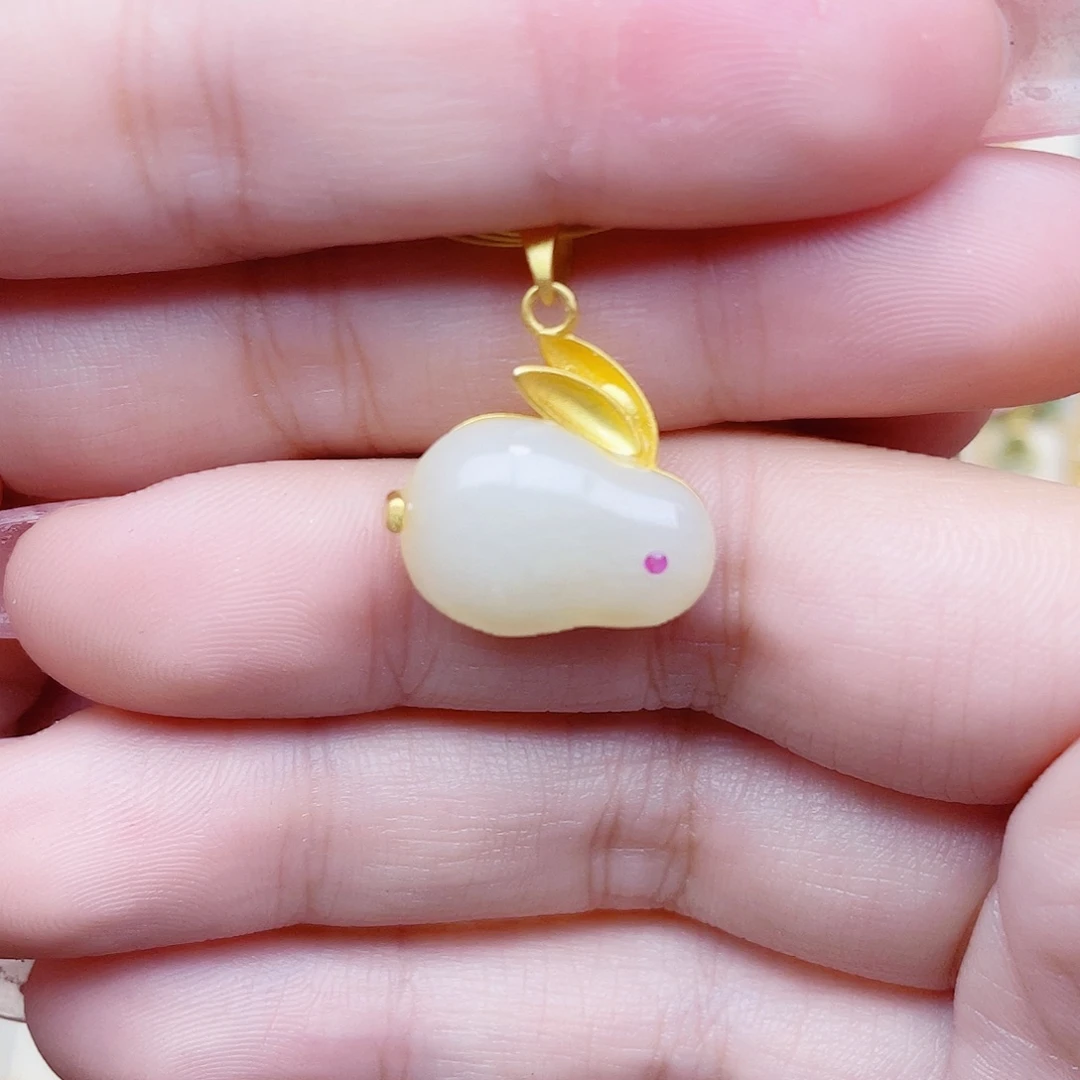 和田玉银S925镀金镶嵌颈饰