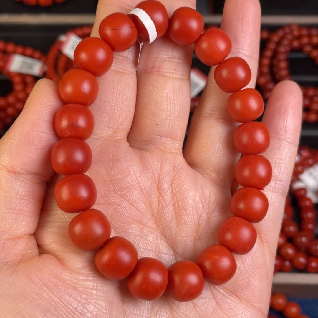 一***鸣南红玛瑙未镶嵌手链满肉满色花