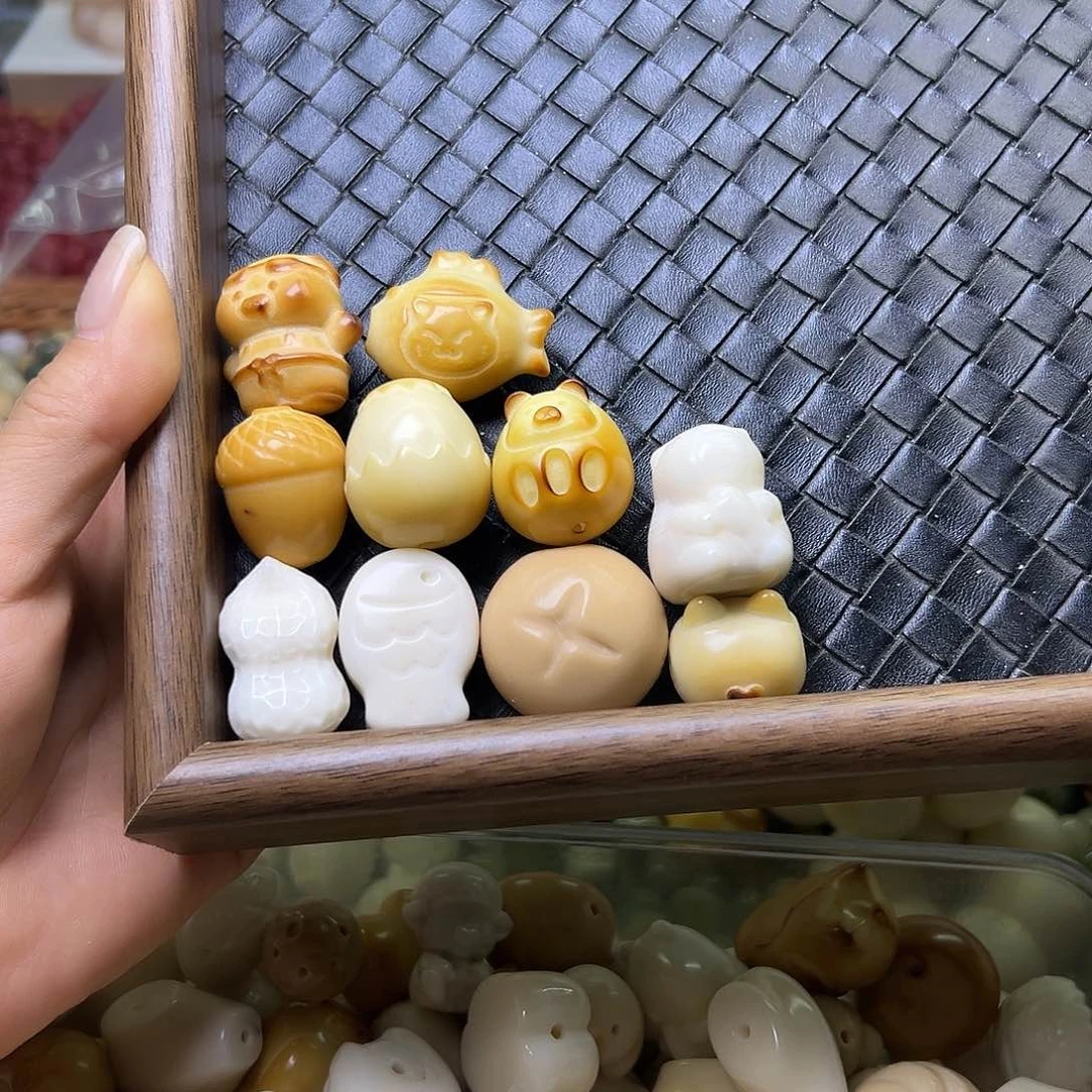 菩提根/象牙果手串瑕疵混10颗表面孔道有裂11