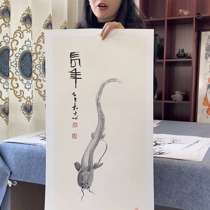 国画纯手绘国画写意作品34*68