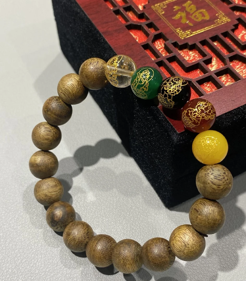 沉香五路财神手串，招财纳福
