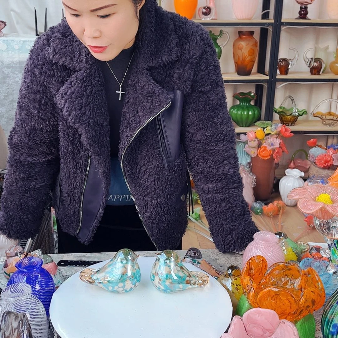 一对鸟家悦琉璃工艺品福利不退不换