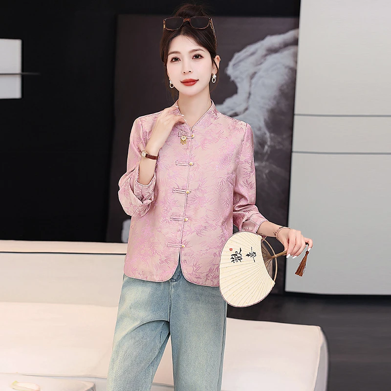 2025春新中式外套女短款春装复古盘扣提花国风女装上衣 ME6032