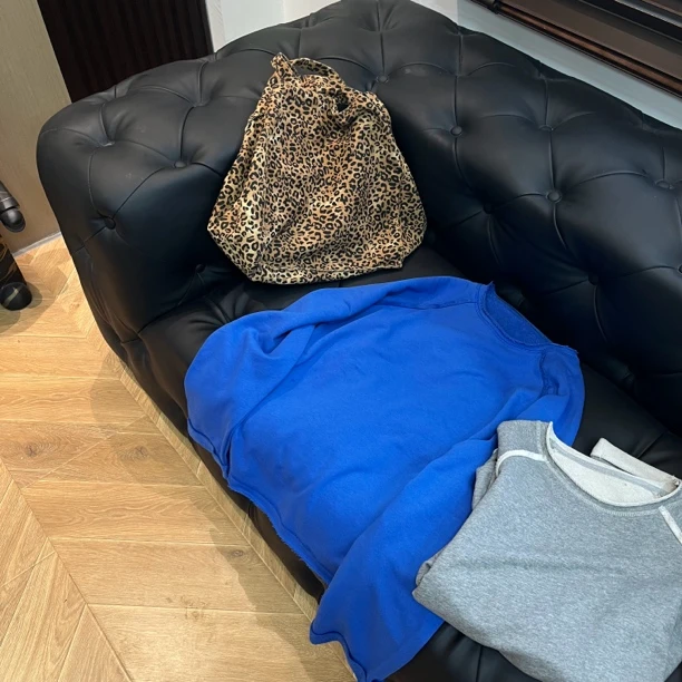 Ni Ni定制款毛边毛圈棉蓝色老钱风卫衣