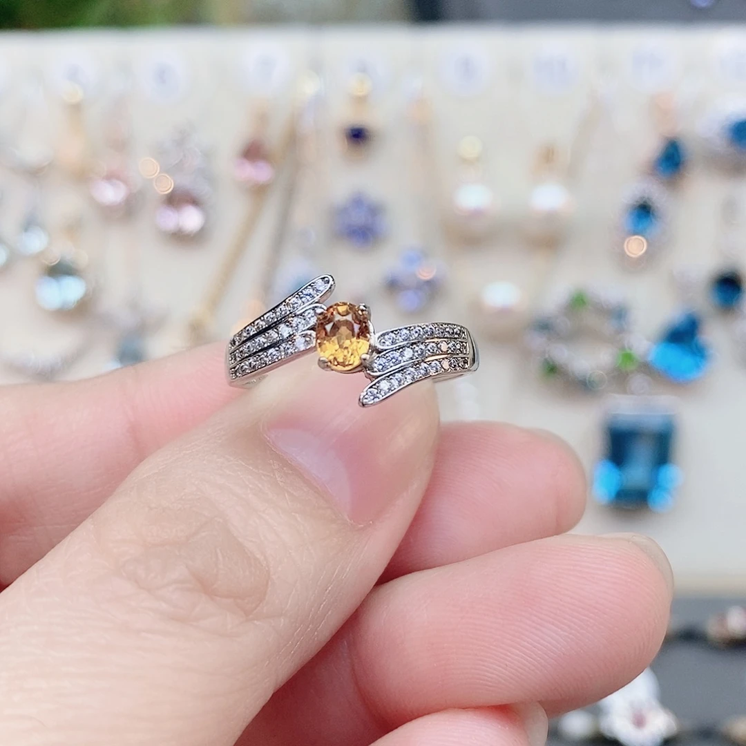 银S925镶嵌彩色蓝宝石戒指