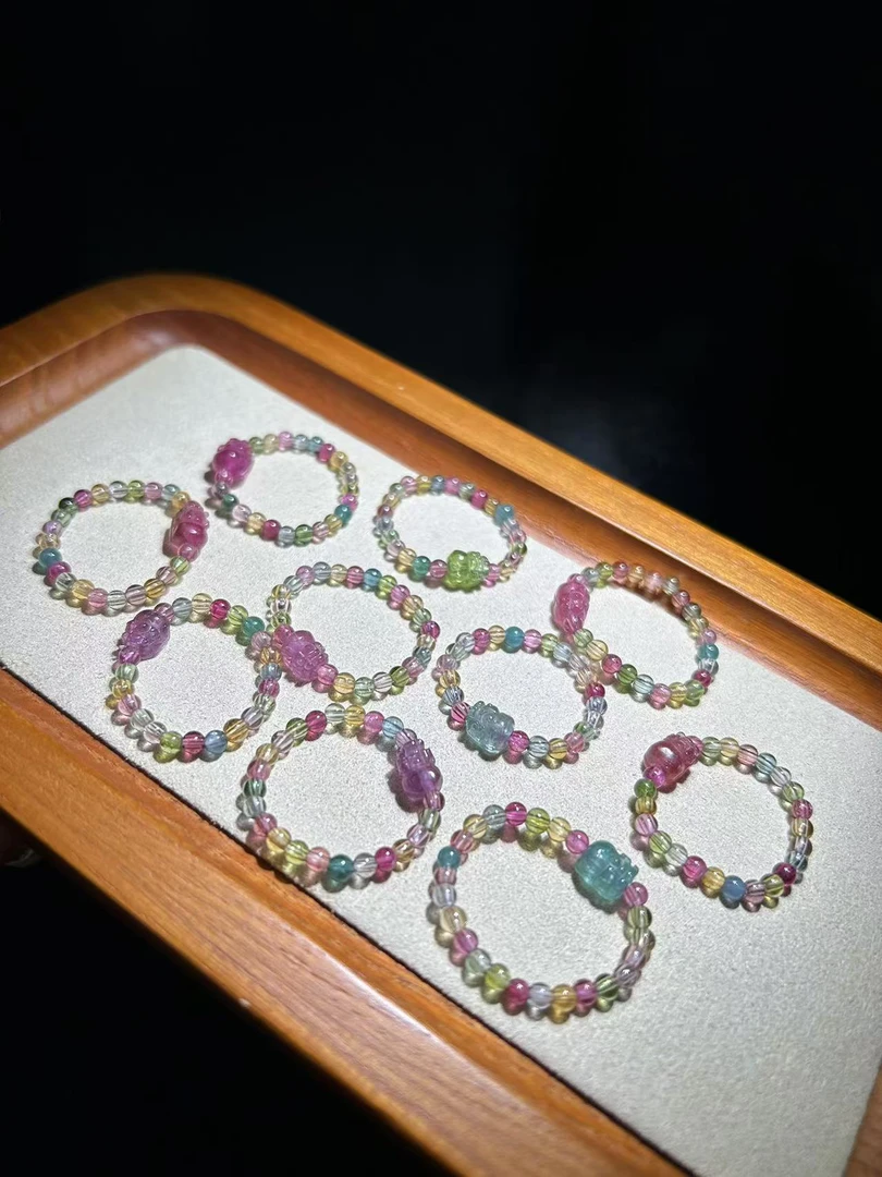 【梦源珠宝】宠粉高货貔貅碧玺戒指（多样性发一）戒圈备注