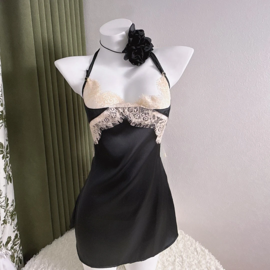 【酥胸】处女座性感睡裙连体通用睡袍吊带裙薄款甜美夏季法式半露款