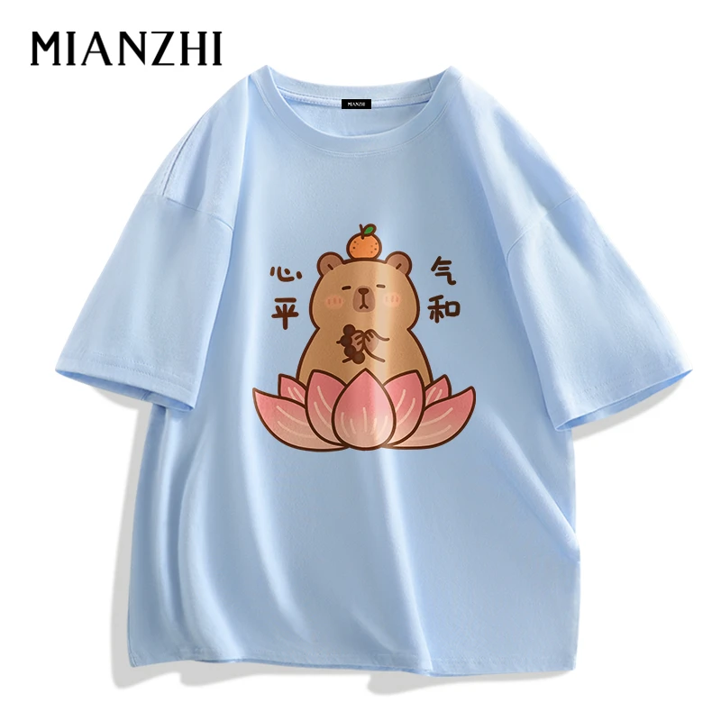 棉致心平气和情绪稳定短袖t恤男士2025爆款纯棉宽松圆领半袖ins男