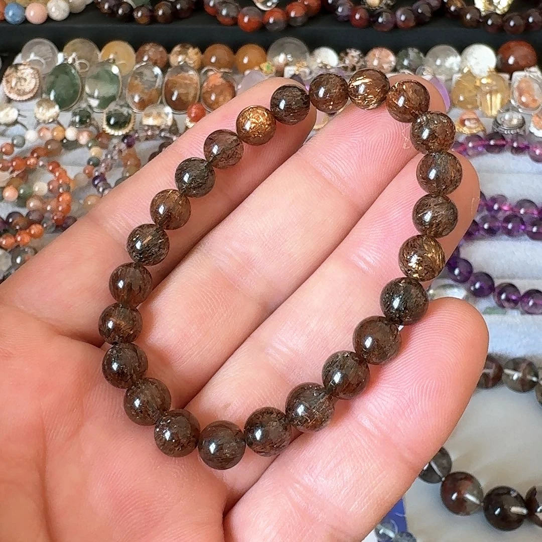 水晶黑金超七手串未镶嵌