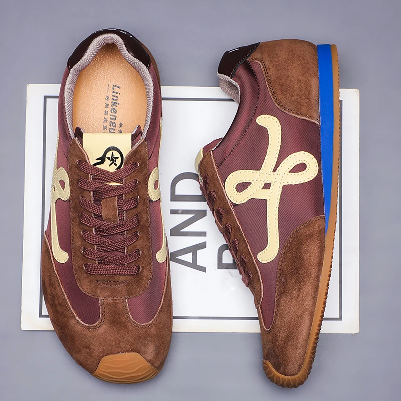 林肯国际2025夏新款透气真皮德训鞋男款时尚运动休闲鞋平底阿甘鞋