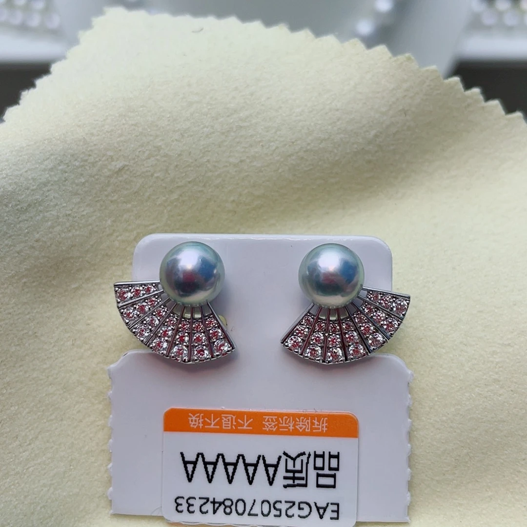 银S925镶嵌海水珍珠耳饰w60