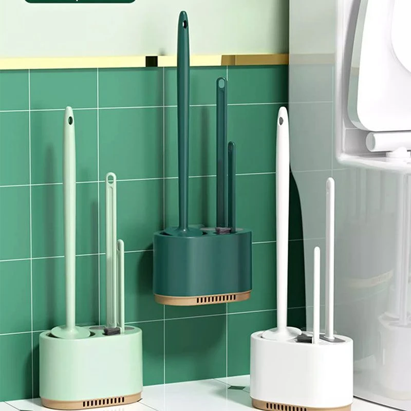 【马桶刷免打孔三件套】无死角家用卫生间壁挂式洗厕所刷子清洁神器