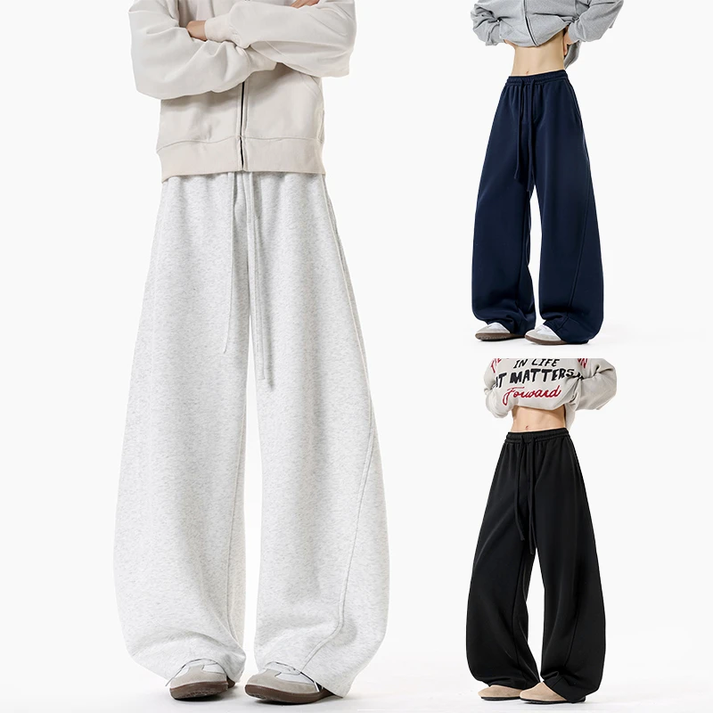 BIFEILESS美式简约弯刀卫裤男女秋季显瘦百搭运动宽松拖地阔腿裤