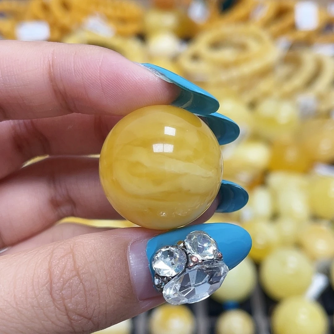 蜜蜡未镶嵌珠宝奇石22.0mm腰花圆珠瑕