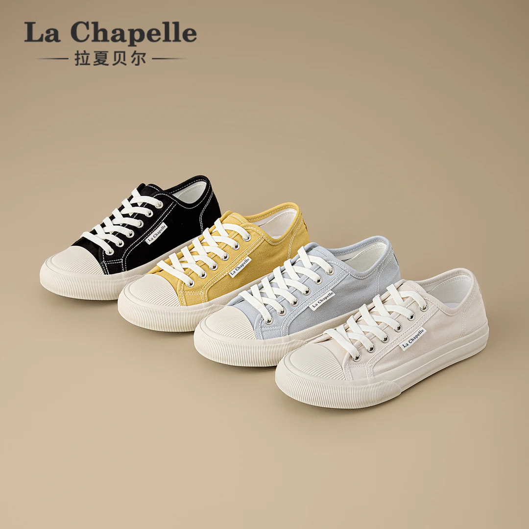 拉夏贝尔帆布鞋2025秋季新款浅口休闲女鞋极简韩系百搭时尚平底鞋