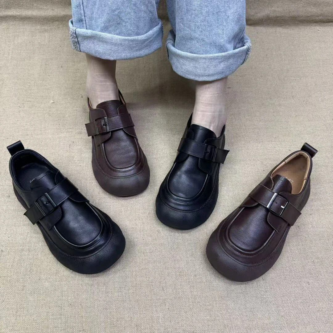 2678-1新款秋季一字扣平跟软底舒适软面一脚蹬小皮鞋百搭日常通用