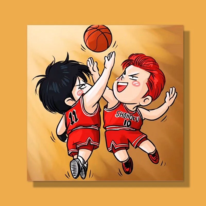 新款卡通Q版灌篮高手十字绣线绣图客厅书房卧室挂画