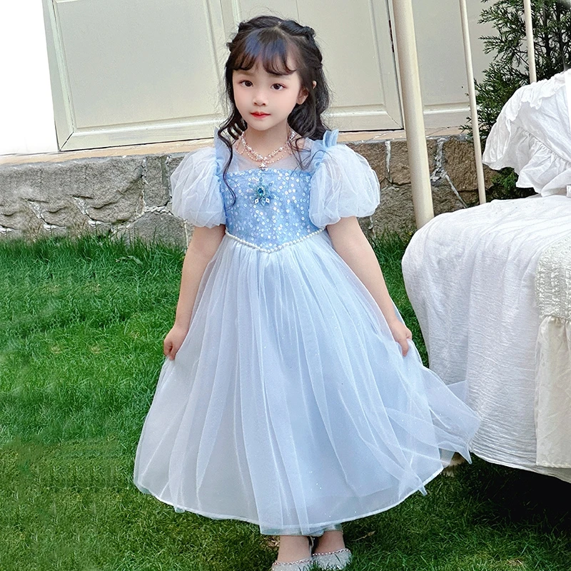 爱莎女童公主裙2025夏装3-6岁宝宝小女孩裙子夏季艾莎儿童连衣裙