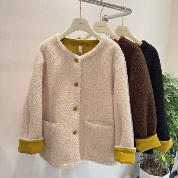 冬季大码韩版简约百搭颗粒绒保暖加厚短外套