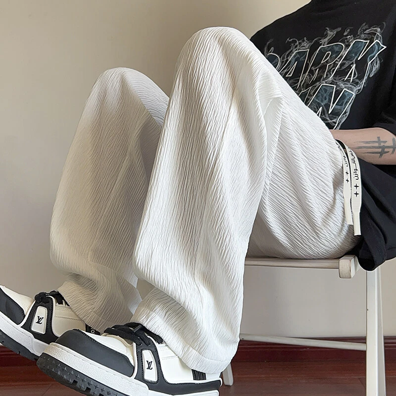 OxpVp夏季薄款宽松直筒裤男男阔腿长裤子港风大码透气垂感休闲裤