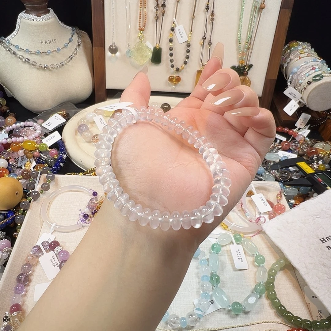 水晶未镶嵌手链白水晶算盘珠