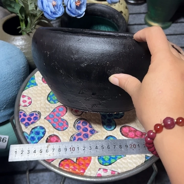 粗陶盆默认打孔高11口19