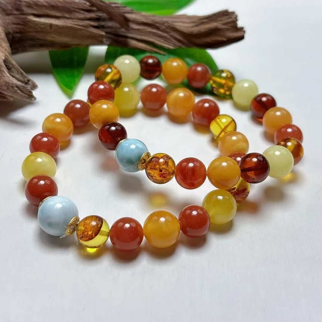 《老猪严选》AXYJ-079天然蜜蜡多宝设计款手串约10mm多样性发其一