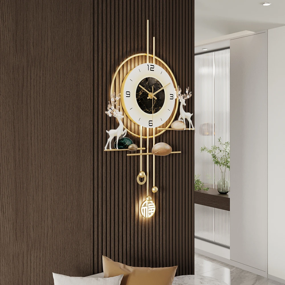 轻奢钟表客厅2025新款免打孔时钟挂墙石英钟家用挂表简约现代挂钟