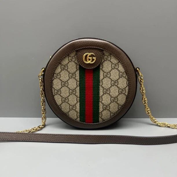 95新 GUCCI/古驰 老花ophidia圆饼包 尺寸18*18 SV16534