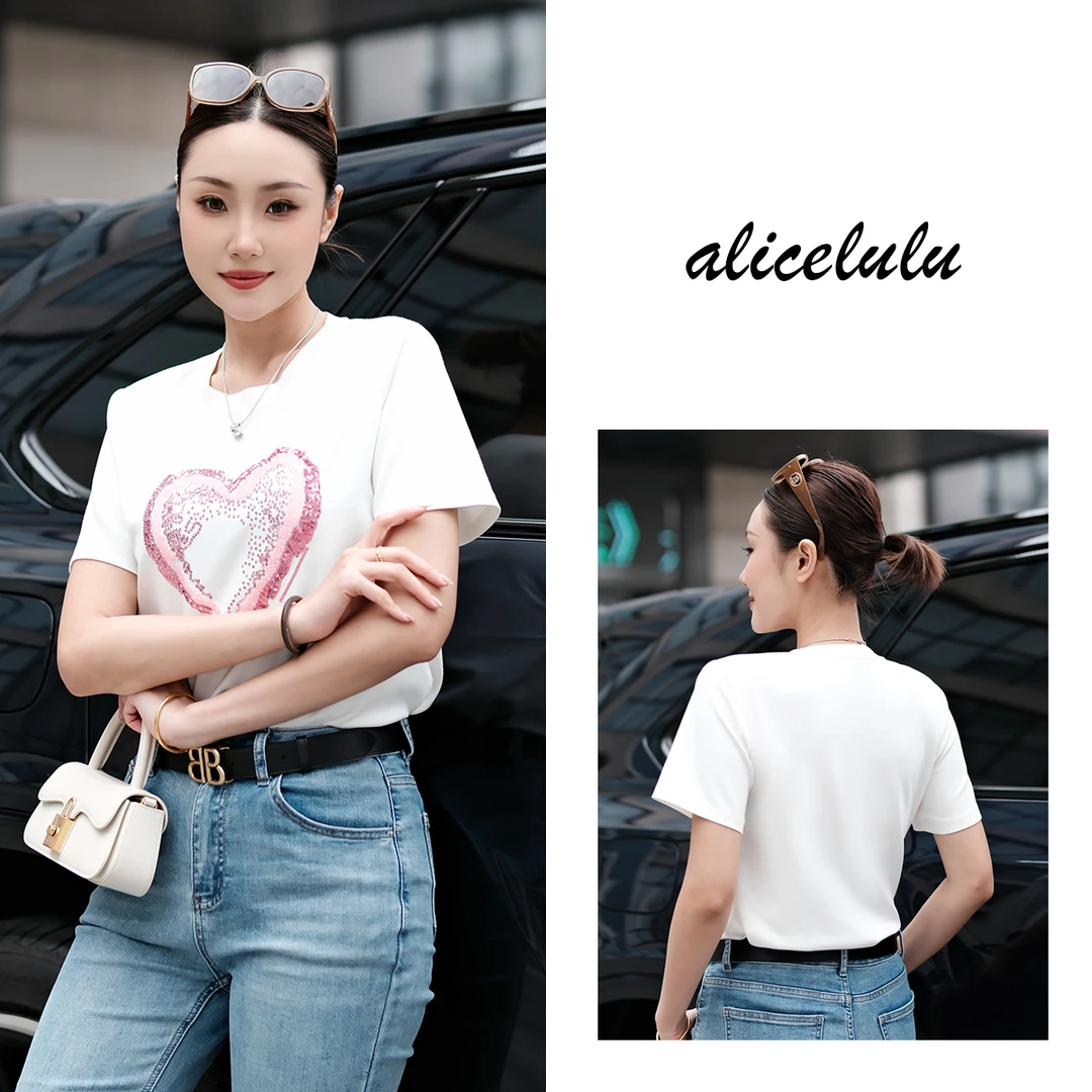 ALICE 心动一刻T恤 璀璨亮片 优雅百搭 S2142025L