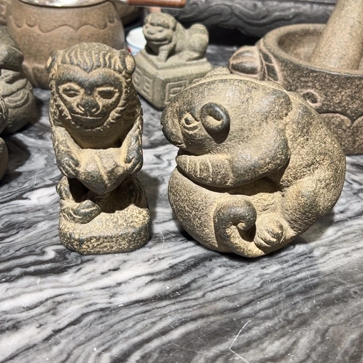 石材水*亭猴子，老鼠福建青石