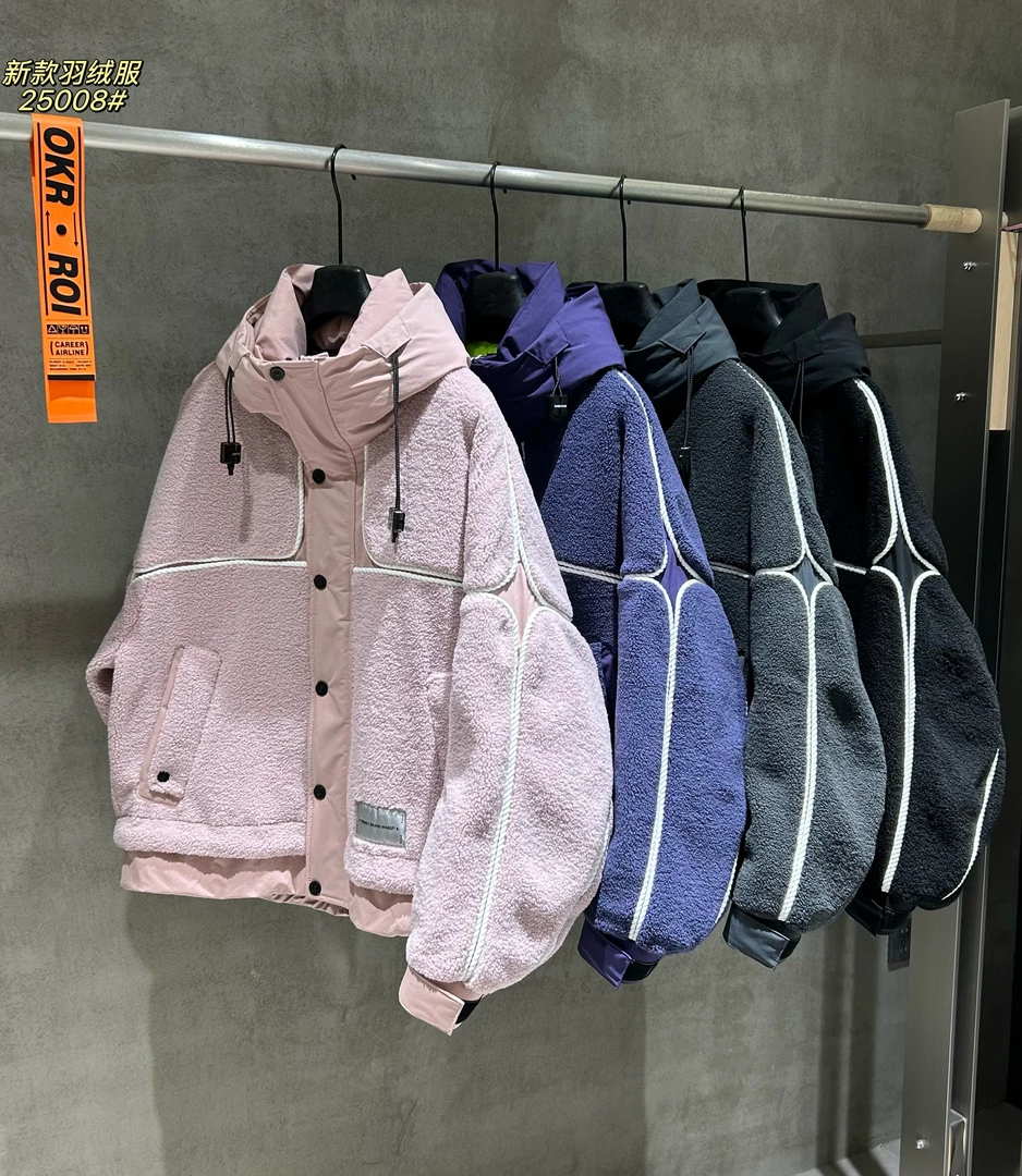 【雪国之星】冬季情侣款摇粒绒国标加厚连帽宽松休闲羽绒服25008