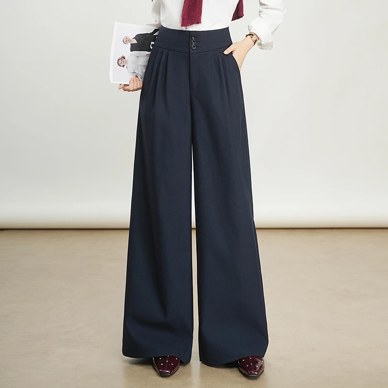 宽松阔腿裤女垂感拖地长裤2025新款高腰通勤气质大脚裤时尚休闲裤