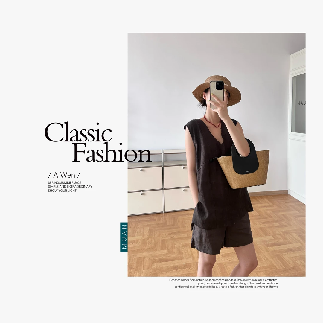 木岸MUAN：《山谷马甲》“自然系列”定制高级100亚麻无袖马甲DS-8989