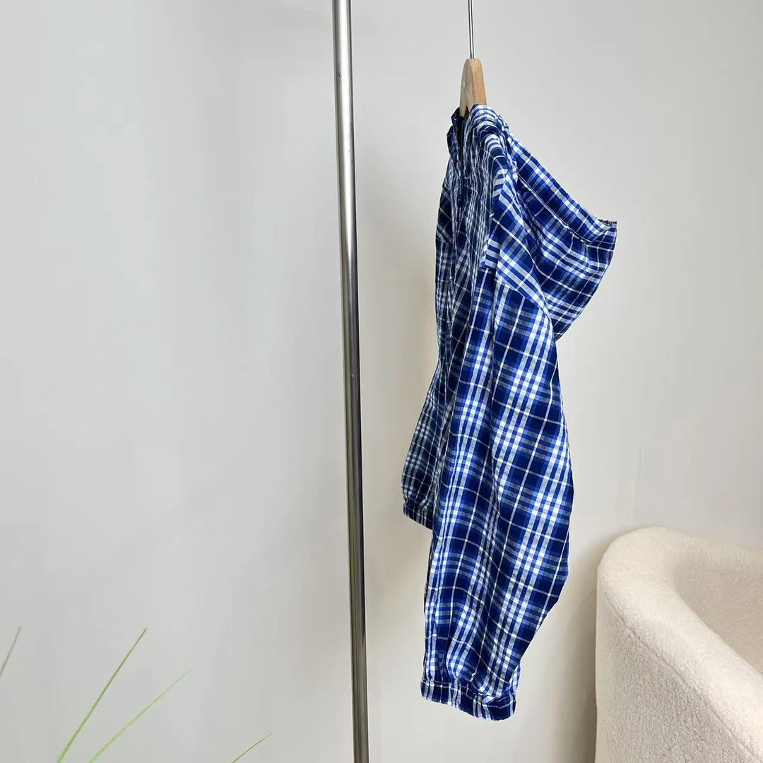 新款百搭蓝格外套 D40 0105(高奢亲子系)