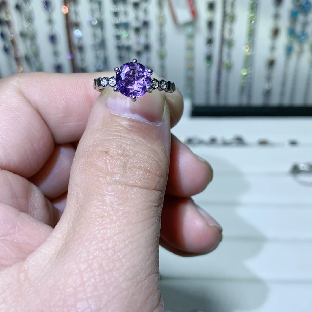 绿水晶戒指银S925镶嵌