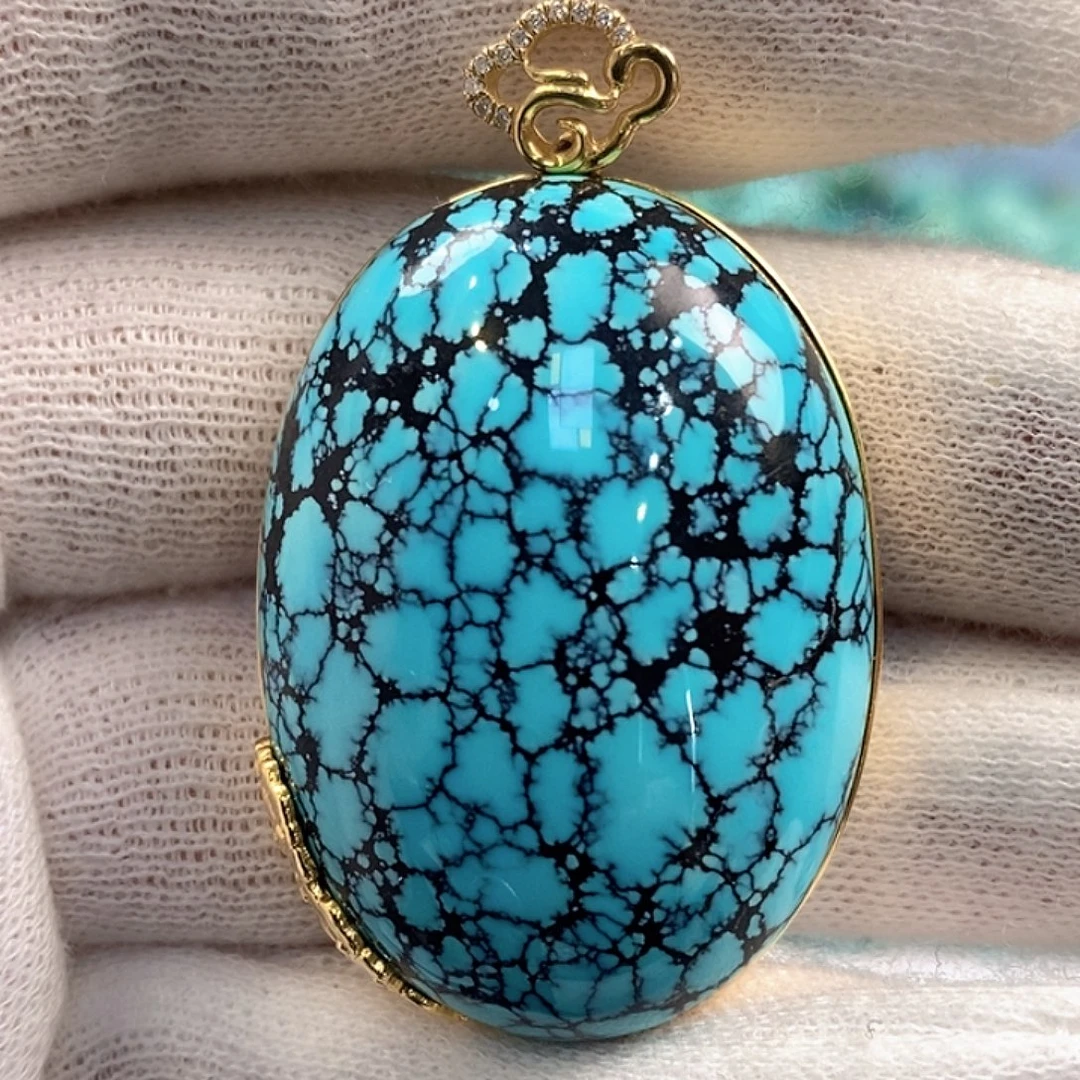 绿松石18K金镶嵌珠宝奇石