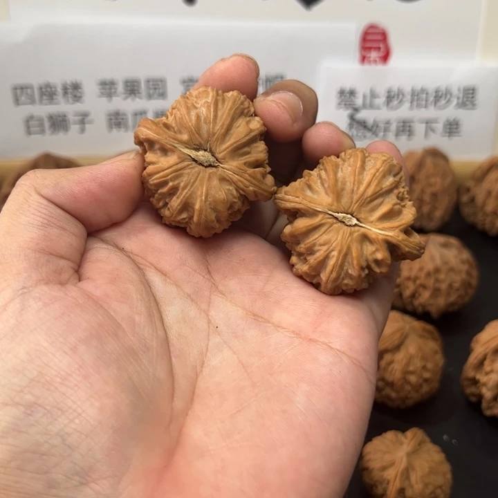 把件文玩核桃三角白狮子全品00055