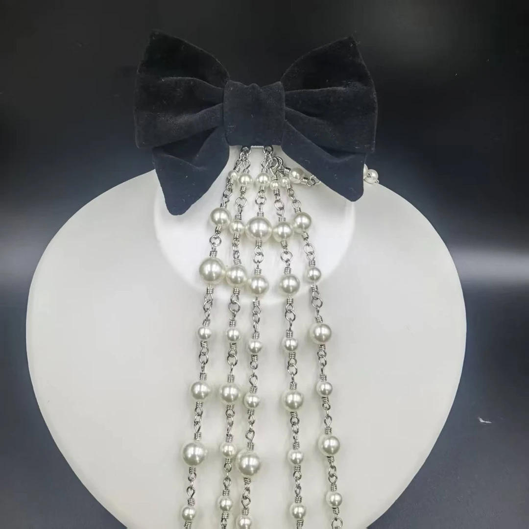 铜合金玻璃胸针 【伊琳甄选】蝴蝶结胸针小香风时尚百搭黑色丝绒