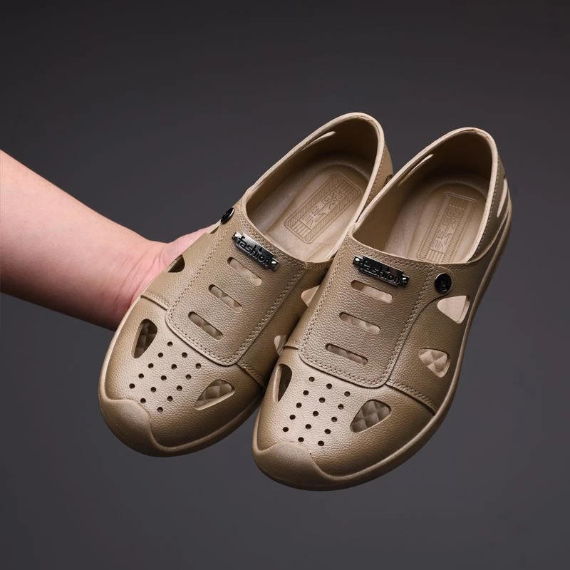 鸿星官方尔克【夏季爆款】男士洞洞鞋夏新款外穿凉鞋透气防滑厚底网