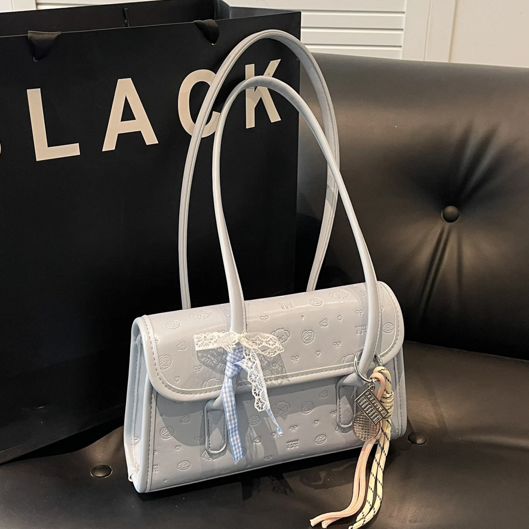 红色马鞍包黑色时髦洋气手提包小众设计包包女包2025新款潮腋下包