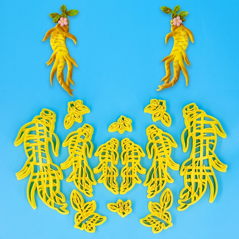 新款人参富贵果模具生日祝寿寿桃创意配件翻糖蛋糕花饽饽压模模具